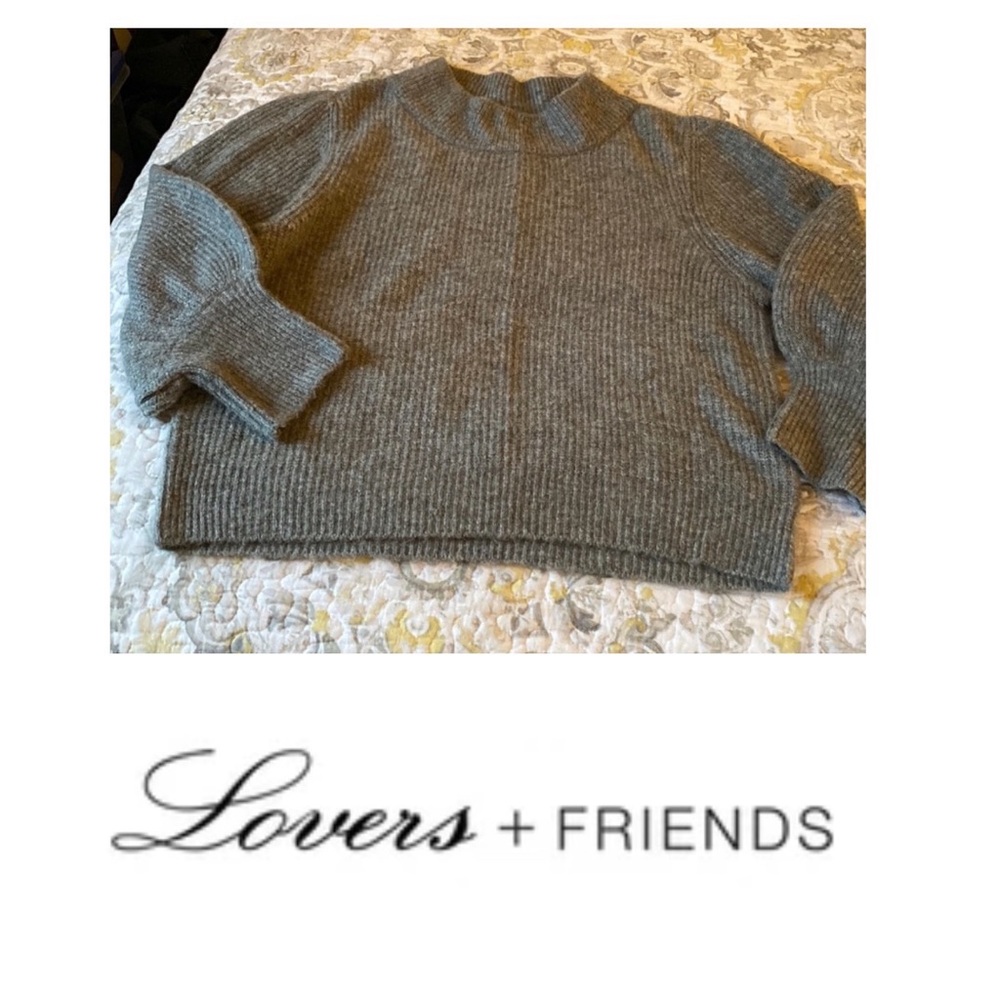 Lovers & Friends grey turtleneck and puff sleeve. Size Medium. Retail $168.